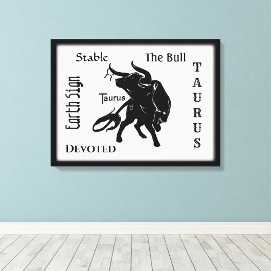 Mighty Taurus the Bull Zodiac Canvas Afdruk (Insitu (Houten vloer))