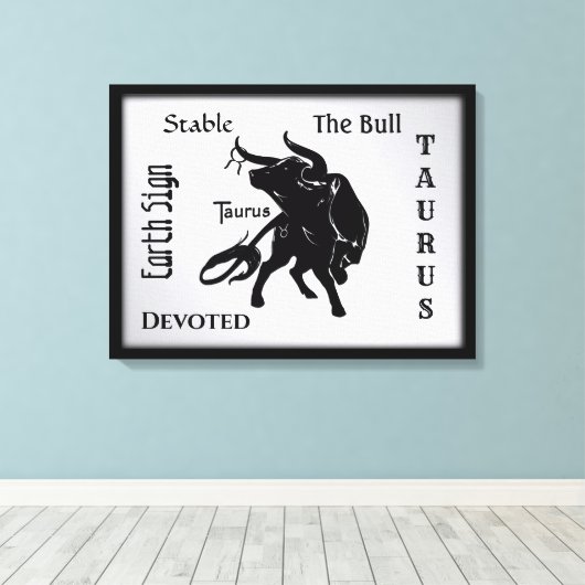 Mighty Taurus the Bull Zodiac Canvas Afdruk (Insitu (Houten vloer))