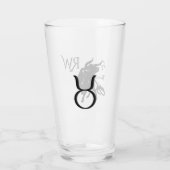 Mighty Taurus the Bull Zodiac Monogram Glas (Achterkant)