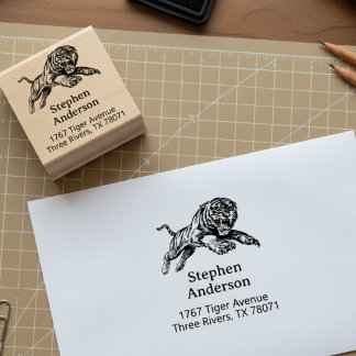 Mighty Tiger Return Address Stamp Rubberstempel