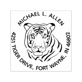 Mighty Tiger's Gaze Round Return-adres Zelfinktende Stempel