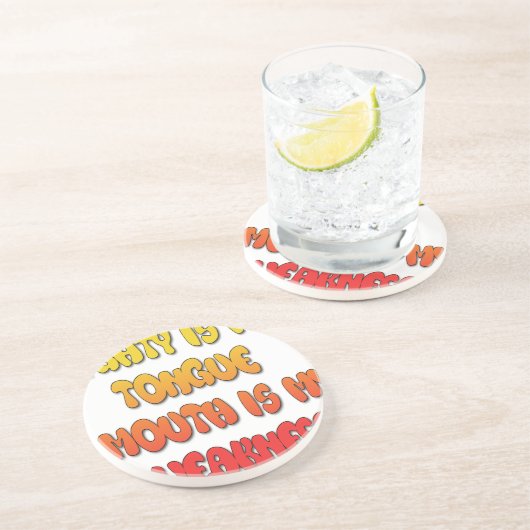 Mighty Tongue Weak Mouth pic Zandsteen Onderzetter (Zijkant)