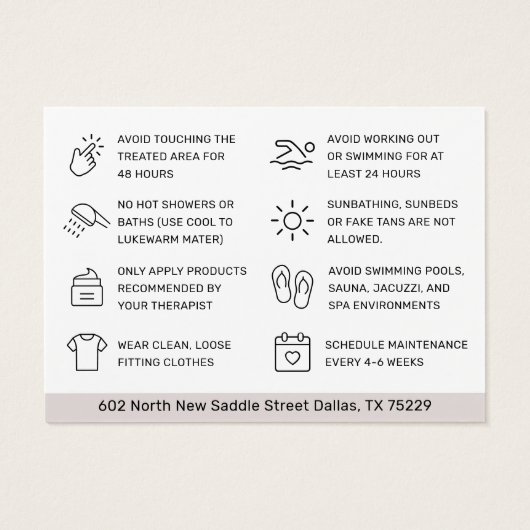 Mighty Waxing Aftercare Kaart Hair Removal Kaart (Achterkant)