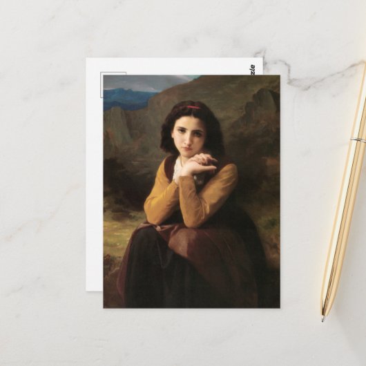 Mignon Innocence of Adolescent Girl, Bouguereau Briefkaart (Voorkant / Achterkant in situ)