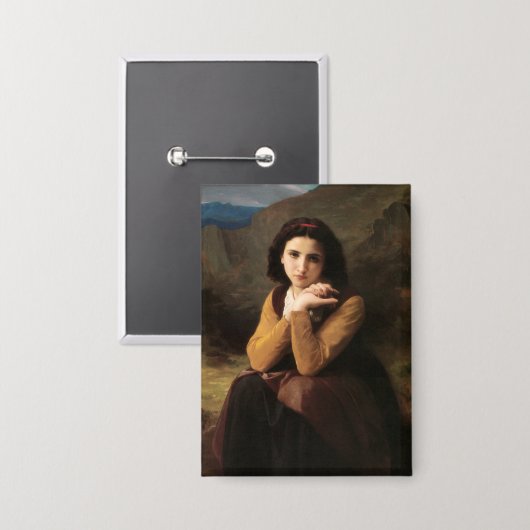 Mignon Innocence of Adolescent Girl, Bouguereau Button (Voorkant / Achterkant)