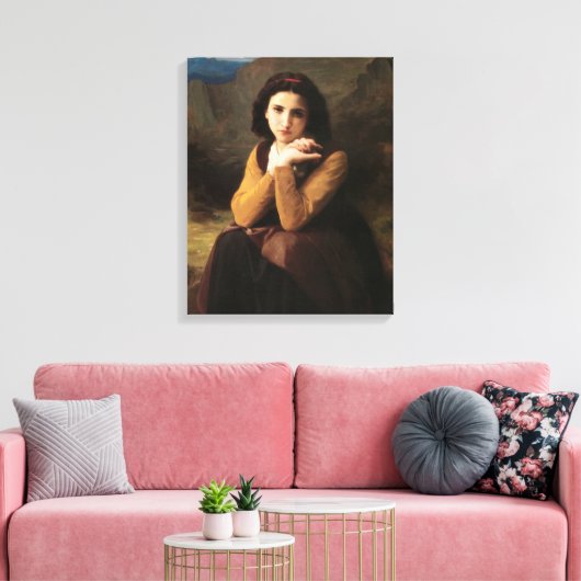 Mignon Innocence of Adolescent Girl, Bouguereau Canvas Afdruk (Insitu (Woonkamer))