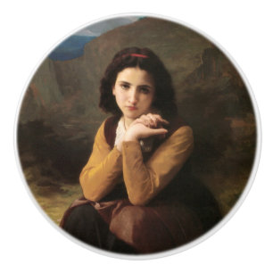 Mignon Innocence of Adolescent Girl, Bouguereau Keramische Knop