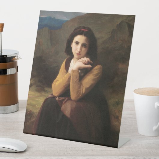 Mignon Innocence of Adolescent Girl, Bouguereau Reclamebord Met Voetstuk (Insitu)