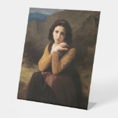 Mignon Innocence of Adolescent Girl, Bouguereau Reclamebord Met Voetstuk (Voorkant)
