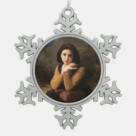 Mignon Innocence of Adolescent Girl, Bouguereau Tin Sneeuwvlok Ornament (Voorkant)