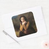 Mignon Innocence of Adolescent Girl, Bouguereau Vierkante Sticker (Envelop)