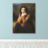 Mignon (Sweet Young French Girl) (door Bouguereau) Canvas Afdruk (Insitu (Houten vloer))