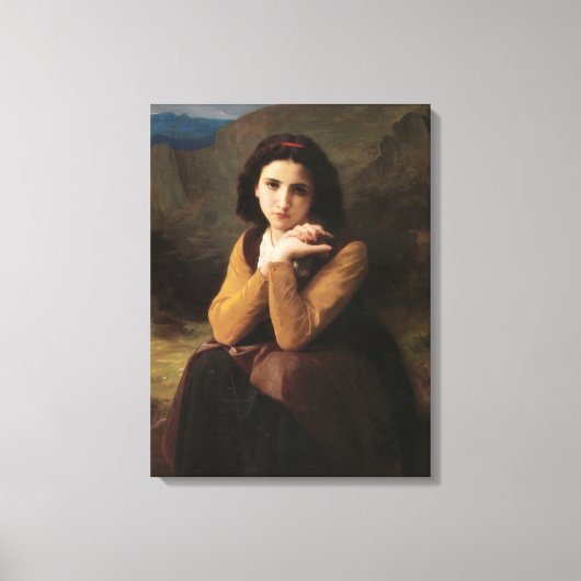 Mignon (Sweet Young French Girl) (door Bouguereau) Canvas Afdruk (Voorkant)
