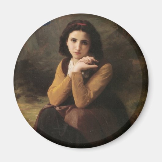 Mignon (Sweet Young French Girl) (door Bouguereau) Magneet (Voorkant)