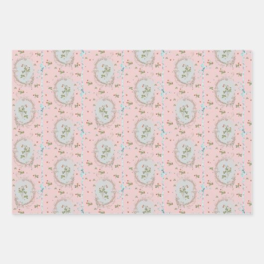 Mignonette Aardbeien Blush Roze Wrapping Papier Inpakpapier Vel (Voorkant)