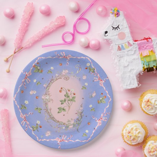 Mignonette Aardbeien Frans Blauw Groot Bord (Feest)