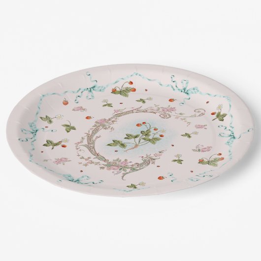 Mignonette Aardbeien Frans Blauw Groot Bord (Gekanteld)