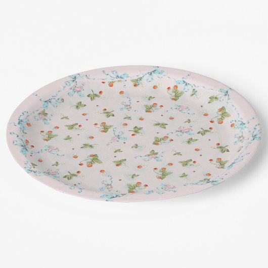 Mignonette Aardbeien Frans Blauw Groot Bord (Gekanteld)