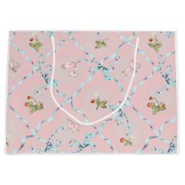 Mignonette Aardbeien Lint Trellis Blush Roze Groot Cadeauzakje