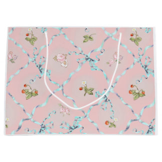 Mignonette Aardbeien Lint Trellis Blush Roze Groot Cadeauzakje