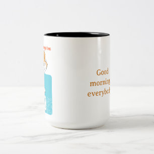 Migo de oranje kat Goedemorgen allemaal. Tweekleurige Koffiemok