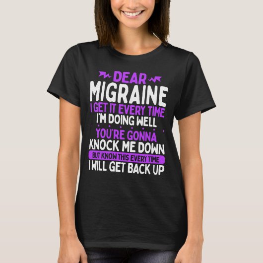 Migraine Awareness Month Purple Migraine Ribbon T-shirt (Voorkant)