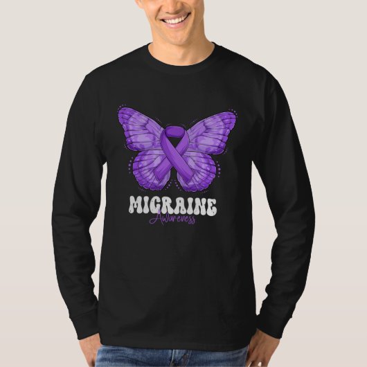 Migraine Awareness Month Purple Ribbon Butterfly T-shirt (Voorkant)