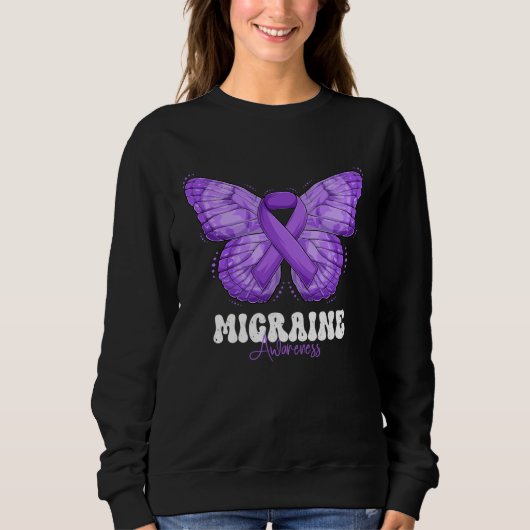 Migraine Awareness Month Purple Ribbon Butterfly Trui (Voorkant)