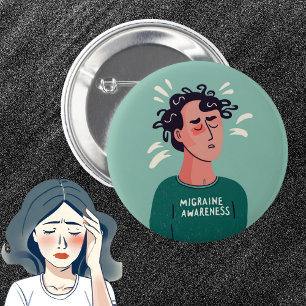 Migraine Bewustzijn Migraine Neurologische aandoen Ronde Button 5,7 Cm