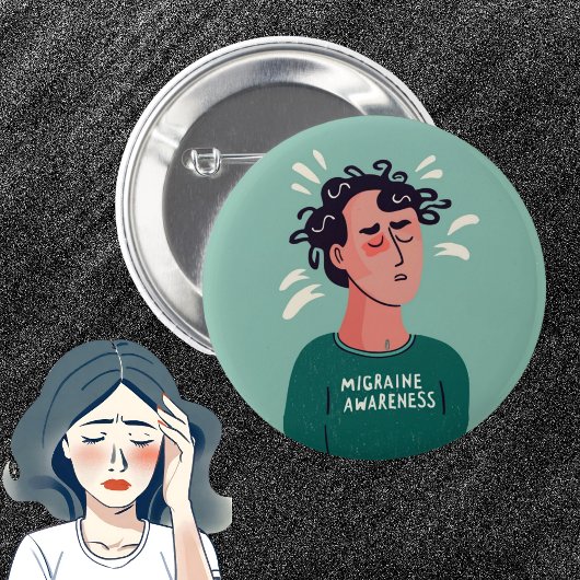 Migraine Bewustzijn Migraine Neurologische aandoen Ronde Button 5,7 Cm