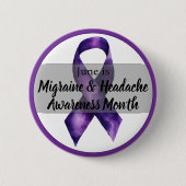Migraine en hoofdpijn bewustzijnsmaand juni ronde button 5,7 cm (Voorkant)