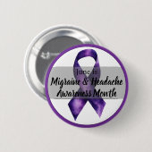 Migraine en hoofdpijn bewustzijnsmaand juni ronde button 5,7 cm (Voorkant /achterkant)