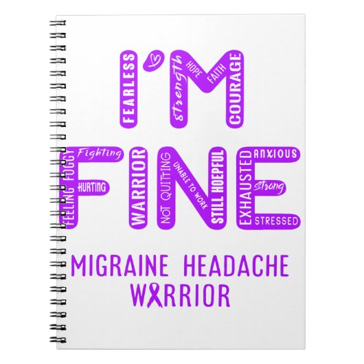 Migraine Headache Warrior - IK BEN FINE Notitieboek (Voorkant)