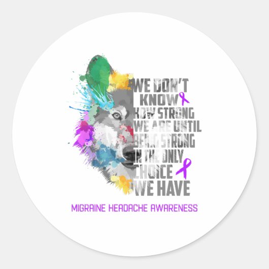 Migraine Hoofdpijn Bewustmaking Koolstofondersteun Ronde Sticker (Voorkant)