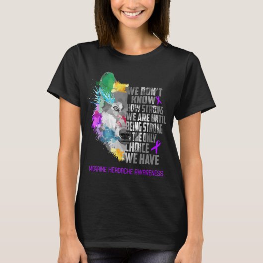 Migraine Hoofdpijn Bewustmaking Koolstofondersteun T-shirt (Voorkant)