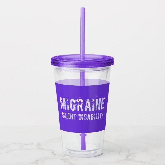 Migraine stille invaliditeit bewustzijn in Grunge Acryl Drinkbeker (Voorkant)