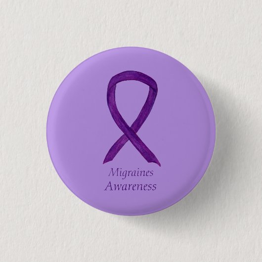 Migraines Awareness Ribbon Custom Pin Ronde Button 3,2 Cm (Voorkant)
