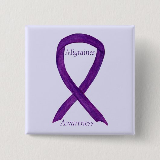 Migraines Awareness Ribbon Custom Pin Vierkante Button 5,1 Cm (Voorkant)