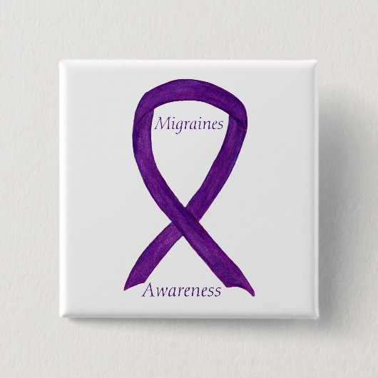 Migraines Awareness Ribbon Custom Pin Vierkante Button 5,1 Cm (Voorkant)