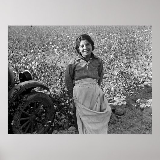 Migrant Worker in Cotton Field door Dorothea Lange Poster (Voorkant)