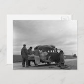 Migranten in 1936 met bandproblemen briefkaart (Voorkant / Achterkant)