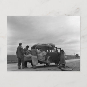 Migranten in 1936 met bandproblemen briefkaart