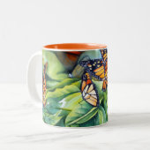 Migratie van de Monarch Morning-Mok Tweekleurige Koffiemok (Voorkant links)