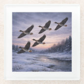 Migrating Geese in Winter Glazen Onderzetter (Voorkant)