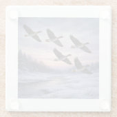 Migrating Geese in Winter Glazen Onderzetter (Achterkant)