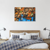 Migrating monarch butterflips cling to leaves canvas afdruk (Insitu (Slaapkamer))