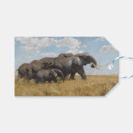Migrerende Olifanten (door Wilhelm Kuhnert) Cadeaulabel