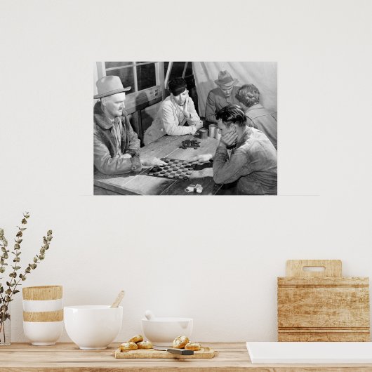 Migrerende werknemers die zich ontspannen poster (Keuken)