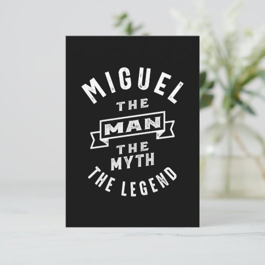 Miguel Personal Name Birthday Gift RSVP Kaartje (Staand voorkant)