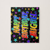 "MIGUEL" Voornaam, geun "HAPPY BIRTHDAY" Legpuzzel (Verticaal)